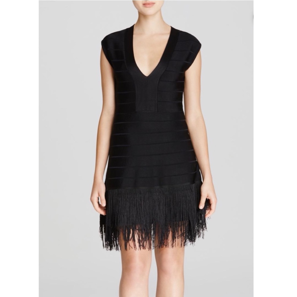 French Connection Black Fringe Dress